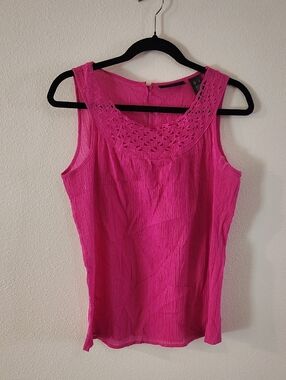 Liz Claiborne Crochet Yoke Tank Top - Pink 980